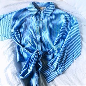 Blue and white pin strip shirt